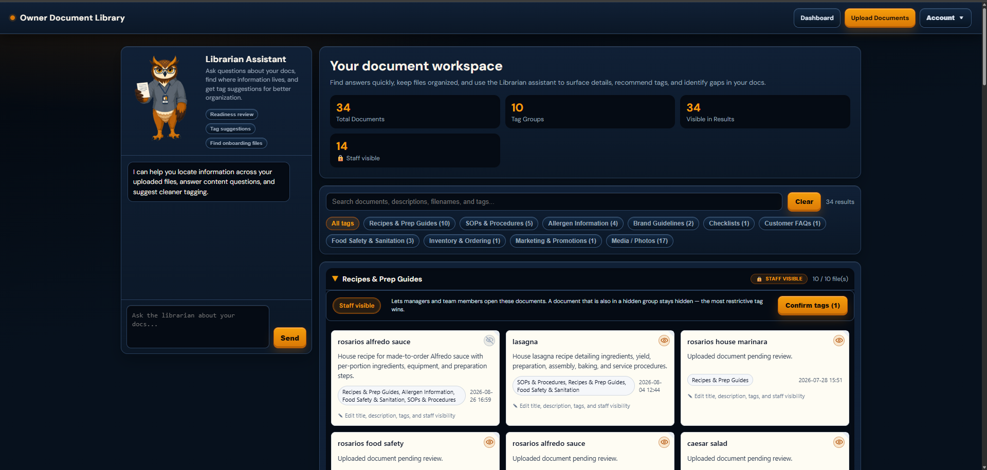 Company files organized in the RookBase document library
